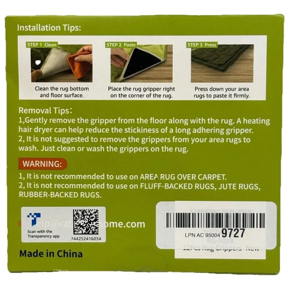 Rabenda 12 Pcs‎ Grippers Non Slip Rug Pads for Hardwood Tile Vinyl Floor - Picture 3 of 3